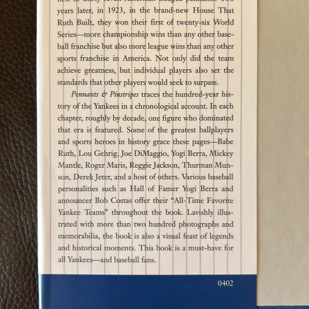 Hardcover “Pennants & Pinstripes The NY Yankees 1903-2002”